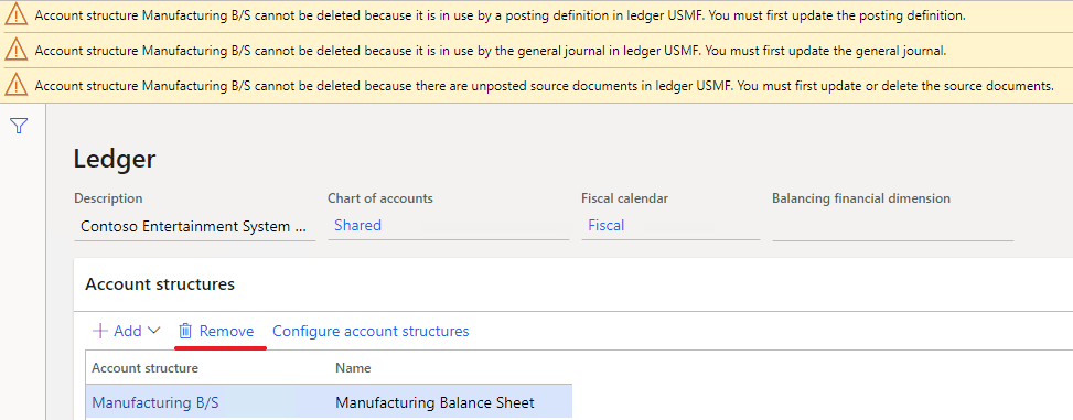 Account Structure Error message